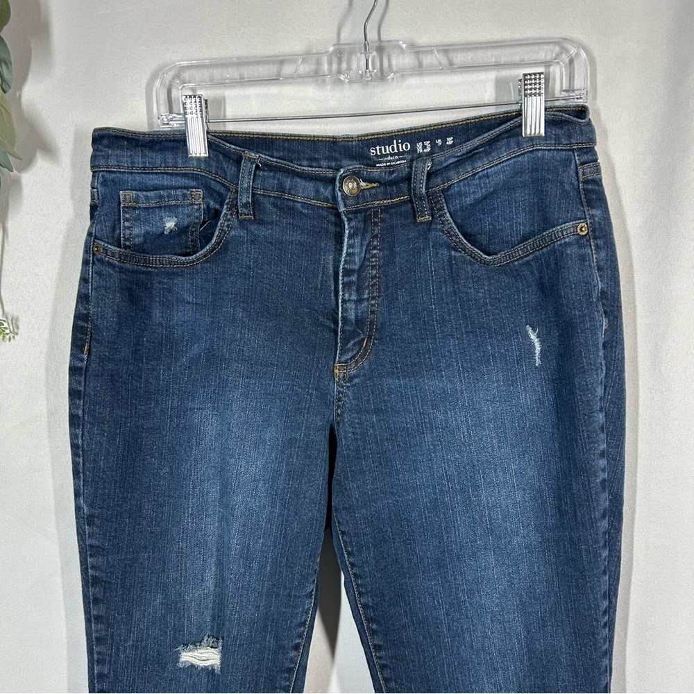 Studio by Denim&Co | High Rise Skinny Jeans Blue Distressed Women’s Size 12P - Picture 3 of 13